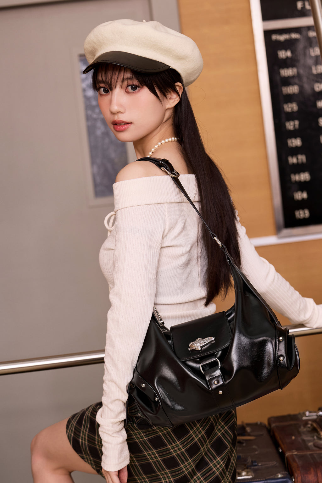 Planet Print Shoulder Hobo Bag