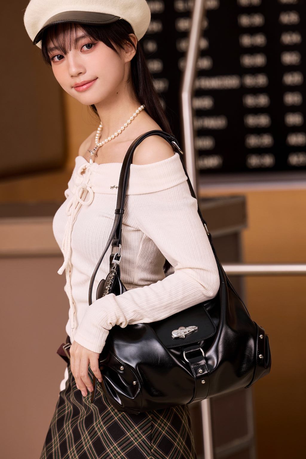 Planet Print Shoulder Hobo Bag